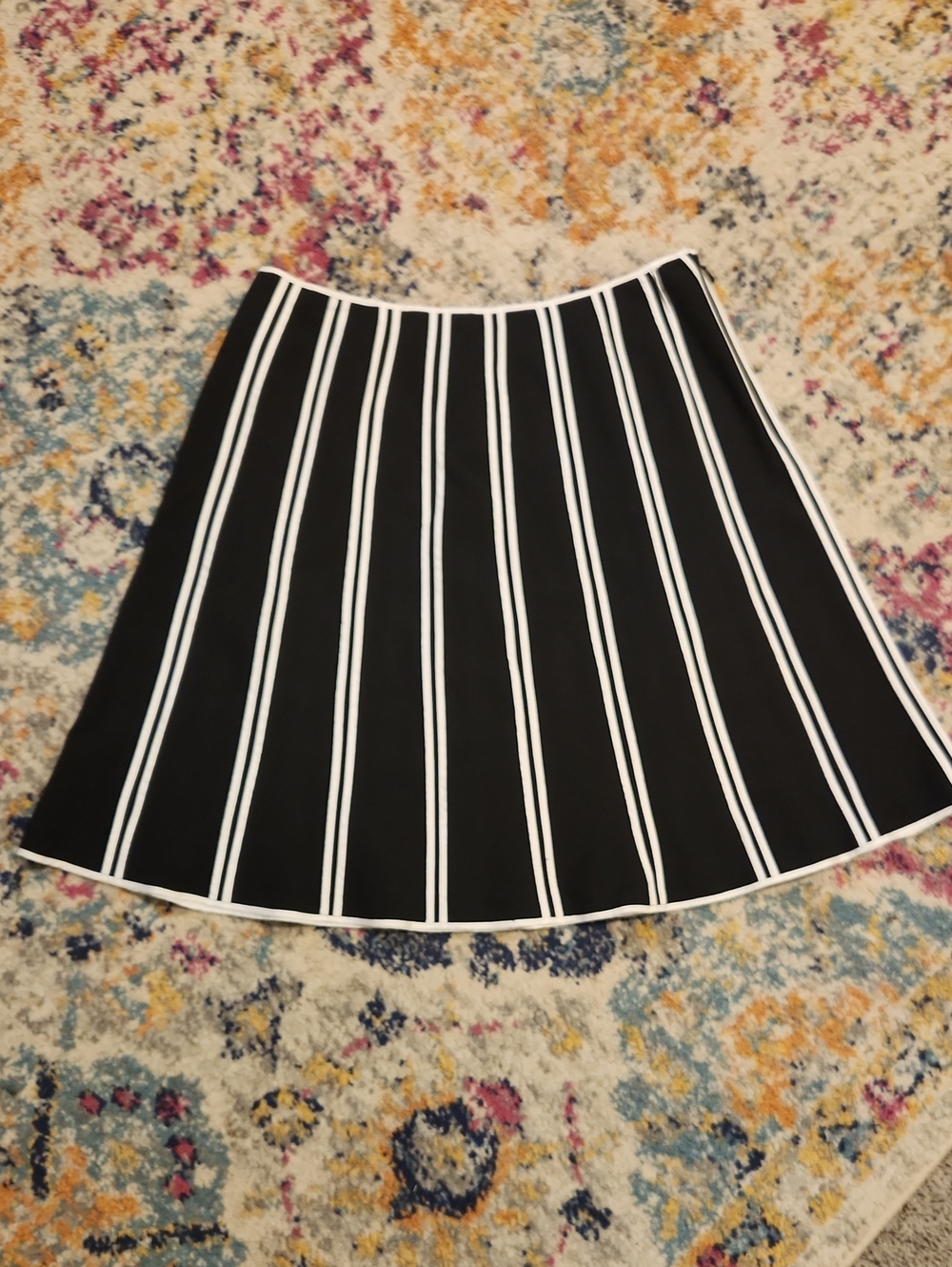 INC International Concepts Black Skirt with White Vertical Stripes